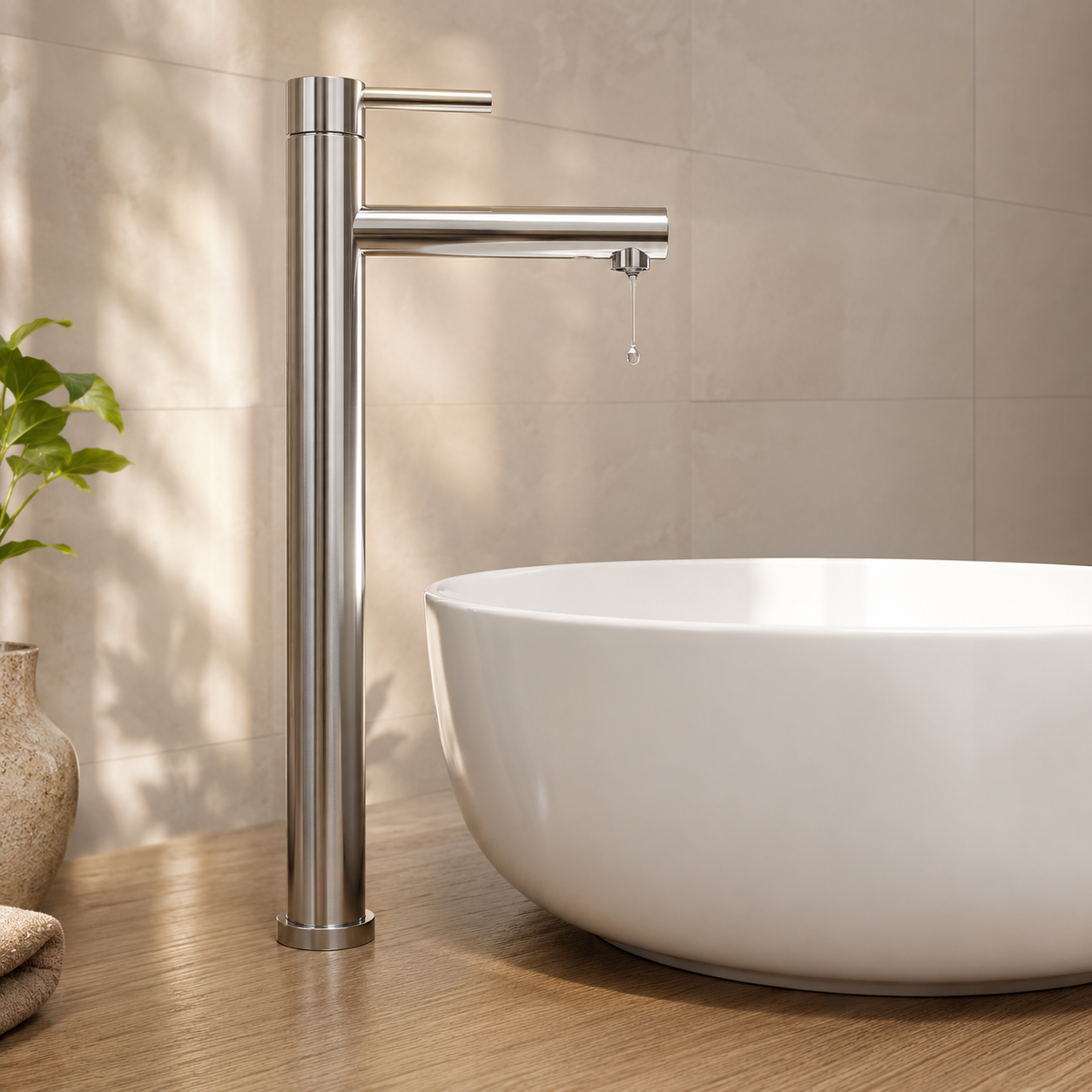 Grifo alto para lavabo sobre encimera